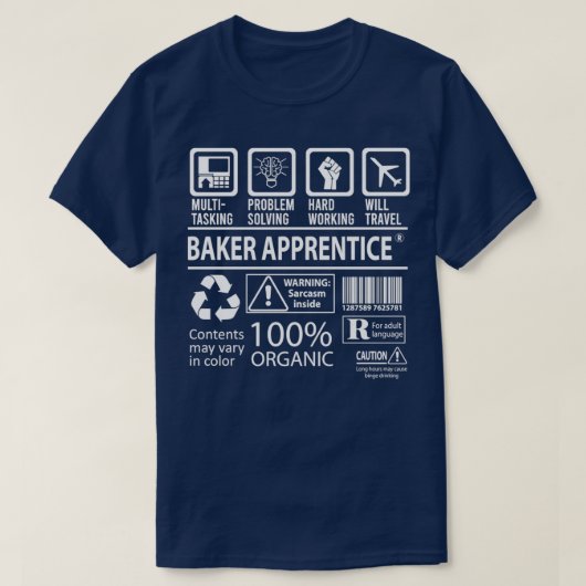 ベーカー数々の見習い業務認定I Tシャツ (デザイン正面)