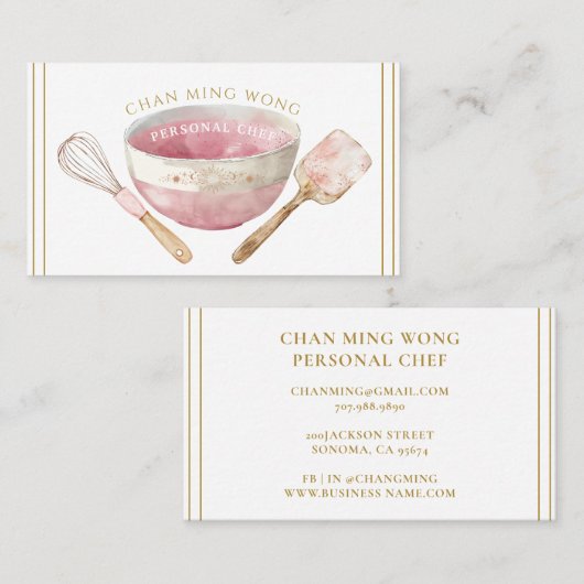 ベーカー料理人のケータリングの名刺 名刺 (正面/裏面)