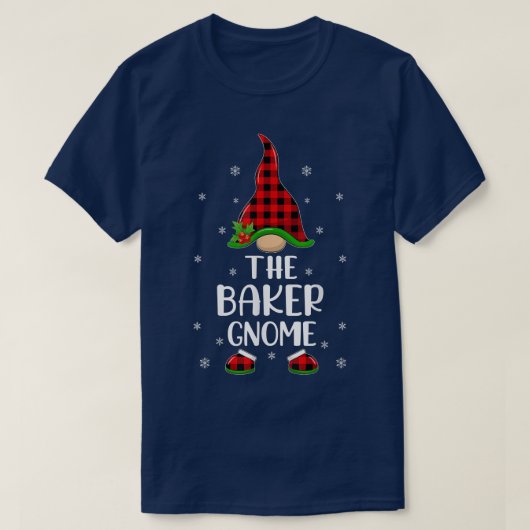 ベーカー格言Christmに一致する赤バッファロープレイド Tシャツ (デザイン正面)
