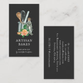 ベーカー水彩料理器具ベーカリーブラックブシ 名刺 (正面/裏面)