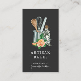 ベーカー水彩料理器具ベーカリーブラックブシ 名刺