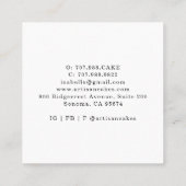 ベーカー菓子シェフウォーターカラーベーカーズツールスクエア スクエア名刺 (裏面)