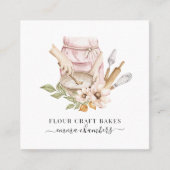 ベーカー菓子シェフウォーターカラーベーカーズツールベーカリー スクエア名刺 (正面)