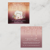 ベーカー菓子シェフグリッタードリップバラ金ゴールド スクエア名刺 (正面/裏面)