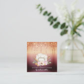 ベーカー菓子シェフグリッタードリップバラ金ゴールド スクエア名刺 (スタンド正面)