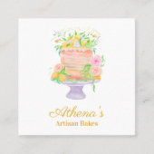 ベーカー菓子シェフケータリング水彩 スクエア名刺 (正面)