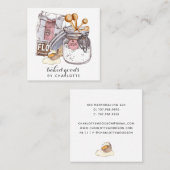 ベーカー菓子シェフシュガーフラワーエッグ スクエア名刺 (正面/裏面)