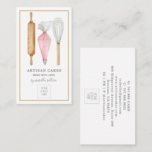 ベーカー菓子シェフツールロゴ名刺 名刺 (正面/裏面)