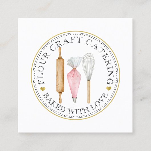 ベーカー菓子シェフデザートケーターベーカーのツール スクエア名刺 (正面)