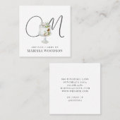 ベーカー菓子シェフピンクエレガントクケーキスクエアブシン スクエア名刺 (正面/裏面)