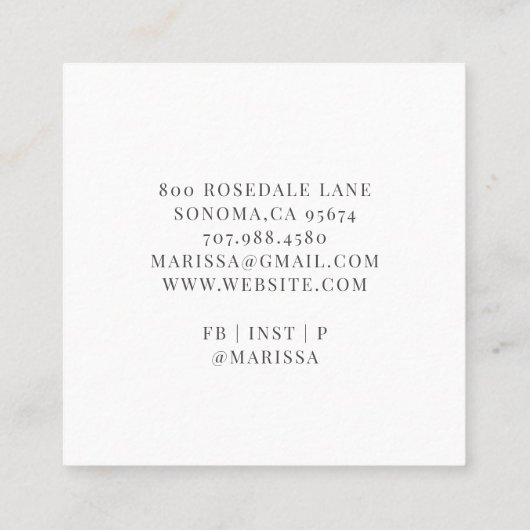 ベーカー菓子シェフピンクエレガントケーキモノグラムの スクエア名刺 (裏面)