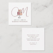 ベーカー菓子シェフピンクエレガントケーキ広場ビジネス スクエア名刺 (正面/裏面)