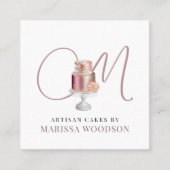 ベーカー菓子シェフピンクエレガントケーキ広場ビジネス スクエア名刺 (正面)