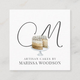 ベーカー菓子シェフピンクエレガントケーキ スクエア名刺