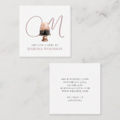 ベーカー菓子シェフピンクエレガントケーキ スクエア名刺 (正面/裏面)