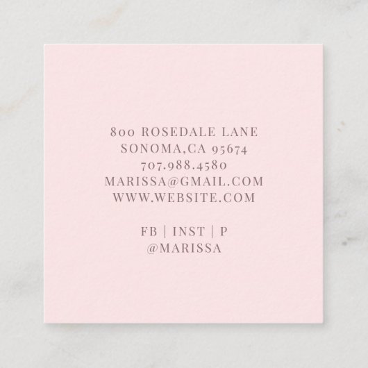 ベーカー菓子シェフピンクベーカーズツール スクエア名刺 (裏面)