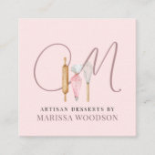 ベーカー菓子シェフピンクベーカーズツール スクエア名刺 (正面)