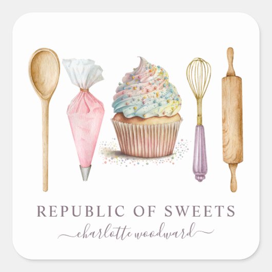 ベーカー菓子シェフベーカーの食器製品ラベル スクエアシール (正面)