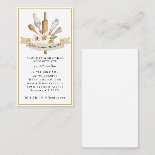 ベーカー菓子シェフベーカーズツールスクエアビジネスカー 名刺 (正面/裏面)