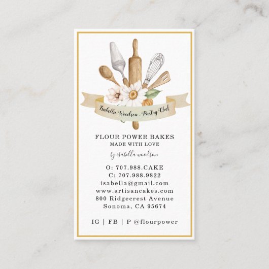 ベーカー菓子シェフベーカーズツールスクエアビジネスカー 名刺 (正面)