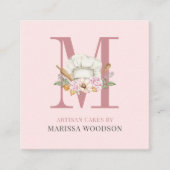 ベーカー菓子シェフベーカーズツールピンクスクエアビジネス スクエア名刺 (正面)