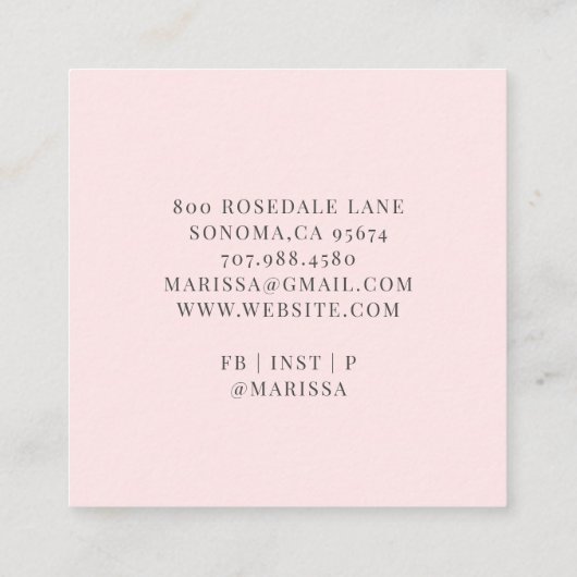 ベーカー菓子シェフベーカーズツールピンク スクエア名刺 (裏面)