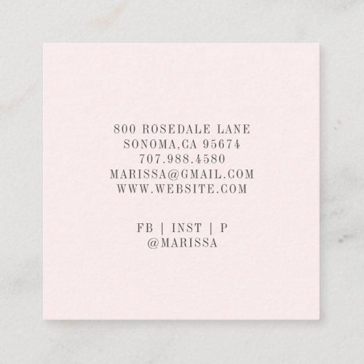 ベーカー菓子シェフベーカーズツールモノグラムのピンクS スクエア名刺 (裏面)