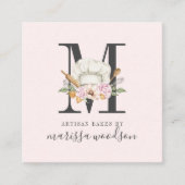 ベーカー菓子シェフベーカーズツールモノグラムのピンクS スクエア名刺 (正面)