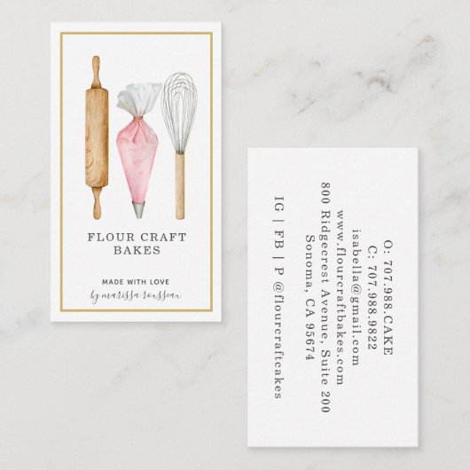 ベーカー菓子シェフベーキング器の名刺 名刺 (正面/裏面)