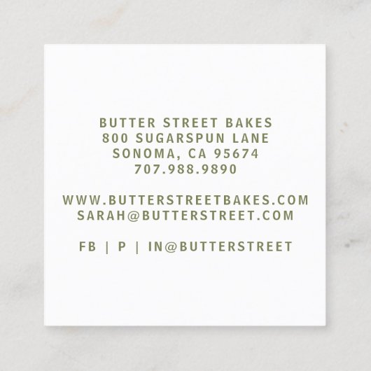 ベーカー菓子シェフ名刺 スクエア名刺 (裏面)