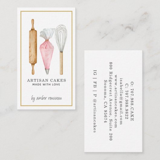ベーカー菓子シェフ名刺 名刺 (正面/裏面)
