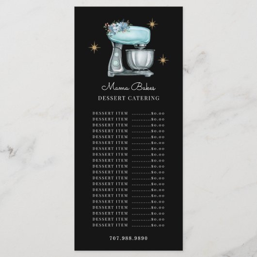 ベーカー菓子シェフ水の色のベーキング器ブラック メニュー (正面)