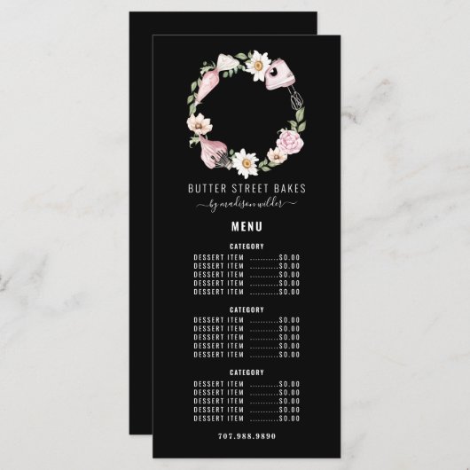 ベーカー菓子シェフ水の色のベーキング器具フローラ メニュー (正面/裏面)