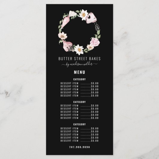 ベーカー菓子シェフ水の色のベーキング器具フローラ メニュー (正面)