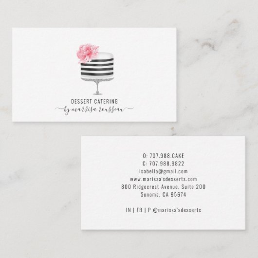 ベーカー菓子シェフ水の色ケーキデザートカーター 名刺 (正面/裏面)