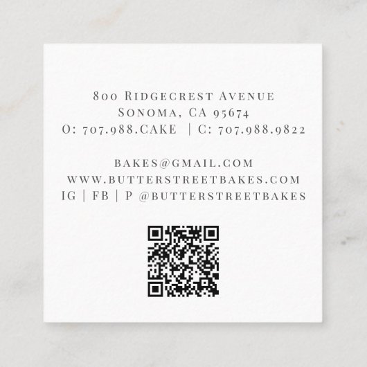 ベーカー菓子シェフ水の色シェフハットガスケース スクエア名刺 (裏面)