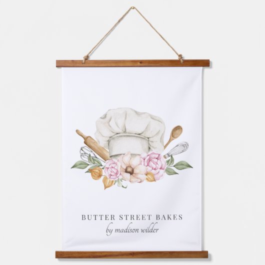 ベーカー菓子シェフ水の色シェフハットガスケース 吊り下げ型タペストリー (正面)