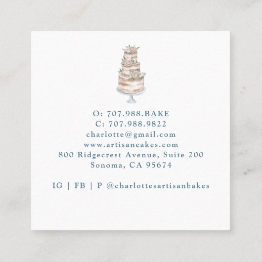 ベーカー菓子シェフ水の色ベーカーのツール スクエア名刺 (裏面)