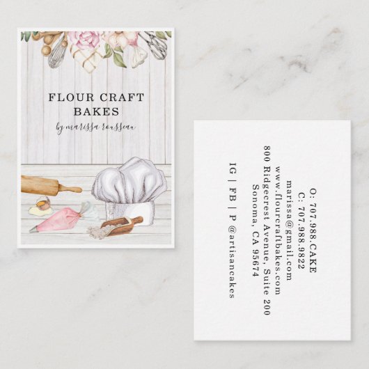 ベーカー菓子シェフ水カラーベーキングツールビジネス 名刺 (正面/裏面)