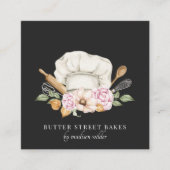 ベーカー菓子シェフ水彩ベーカーズツール スクエア名刺 (正面)