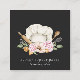 ベーカー菓子シェフ水彩ベーカーズツール スクエア名刺