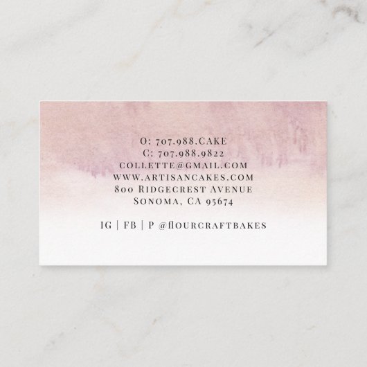 ベーカー菓子シェフ水彩ベーカーズツール 名刺 (裏面)