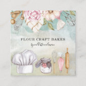 ベーカー菓子シェフ水彩ベーキング用具 スクエア名刺 (正面)