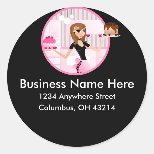 ベーカー/ベーカリー/パティシシェフ差出人住所ラベル ラウンドシール (正面)