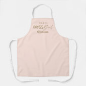 ベーカー·ボス·ガスタイリッシュール·ブラシ·スクリプト·ピンク&金ゴールド エプロン (正面)