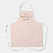 ベーカー·ボス·スタイリッシュマム·ブラシ·スクリプト·ピンク&金ゴールド エプロン (正面)