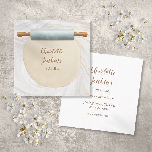 ベーカーPatisserie大理石スワーズ転がズのピン スクエア名刺