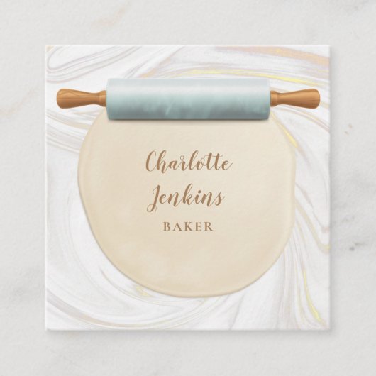 ベーカーPatisserie大理石スワーズ転がズのピン スクエア名刺 (正面)