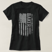 ベーカーUSAフラグダストレスデザイン Tシャツ (デザイン正面)