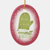 ベーキングおもしろいのミットはクリスマスに衣を付ける セラミックオーナメント (正面)